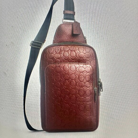 Coach Handbags - Coach Hudson Sling Pack Signature Pebble Leather Brown Crossbody Bag Men’s CDC68